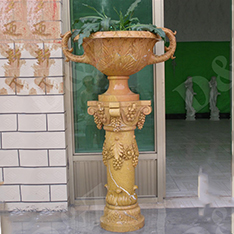 yellow marble custom made italian flower pots with grape relief decor 